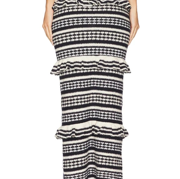 NWT Tularosa Brown and White Ruffled Tiered Maxi Skirt - Picture 4 of 6